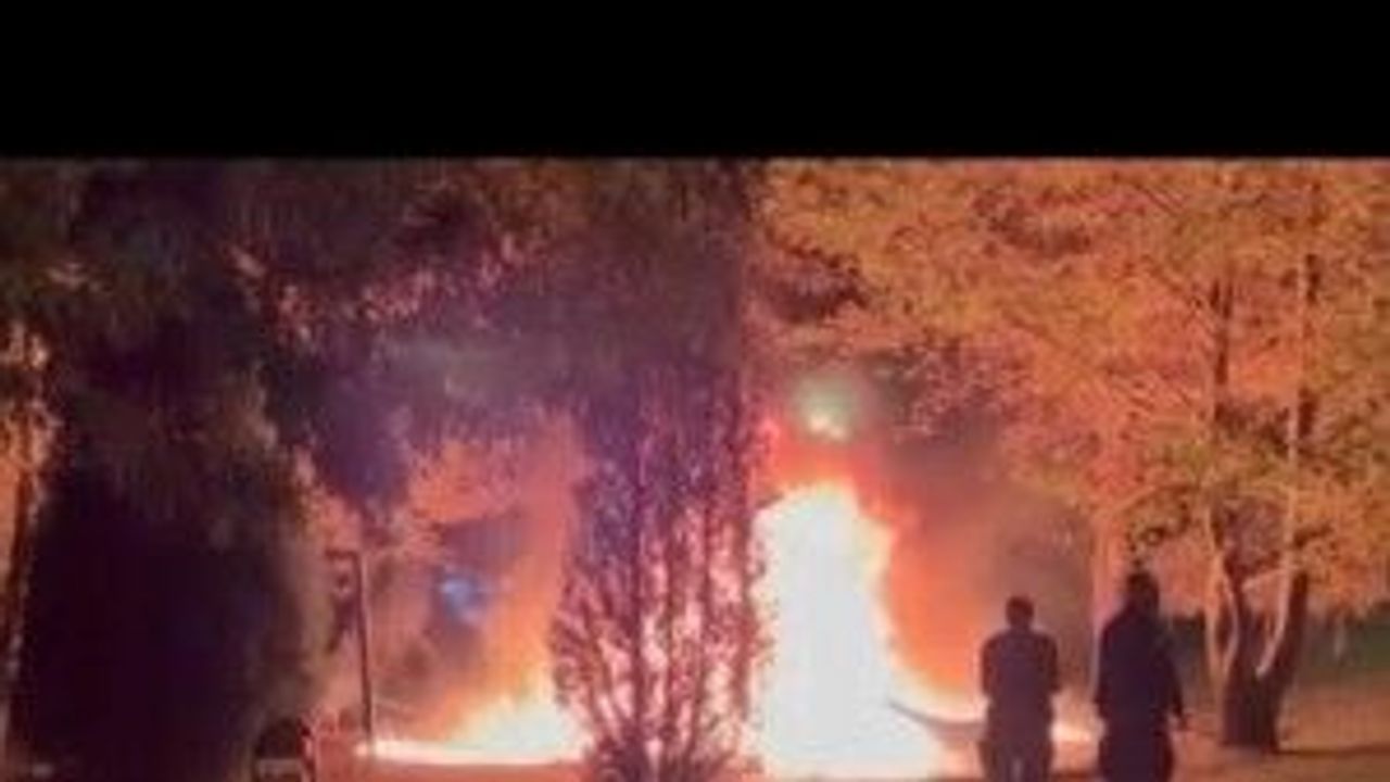 Eskişehir'deki parkı yaktılar! Polis peşlerinde