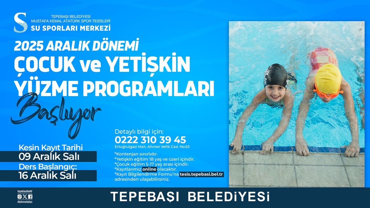 Tepebaşı Belediyesi’nde yüzme kursu kayıtları başlıyor