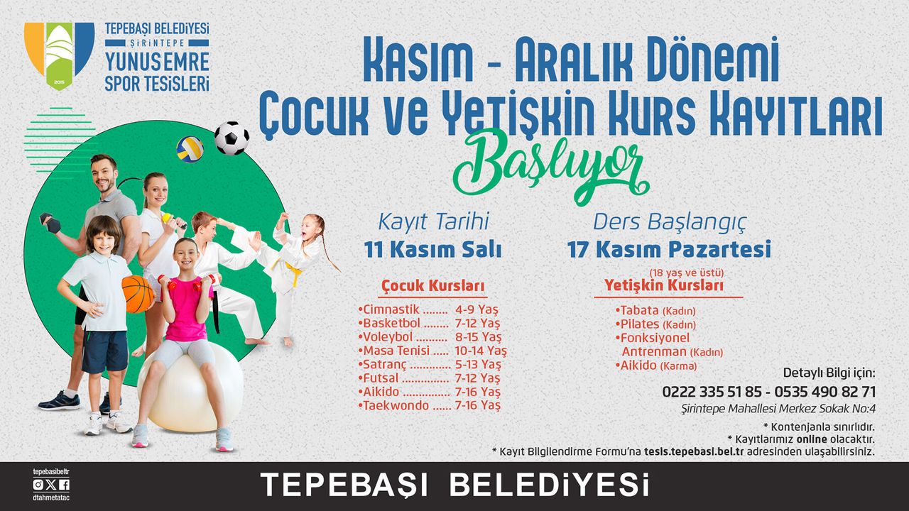 Tepebaşı çocuk ve yetişkin kursları başlıyor