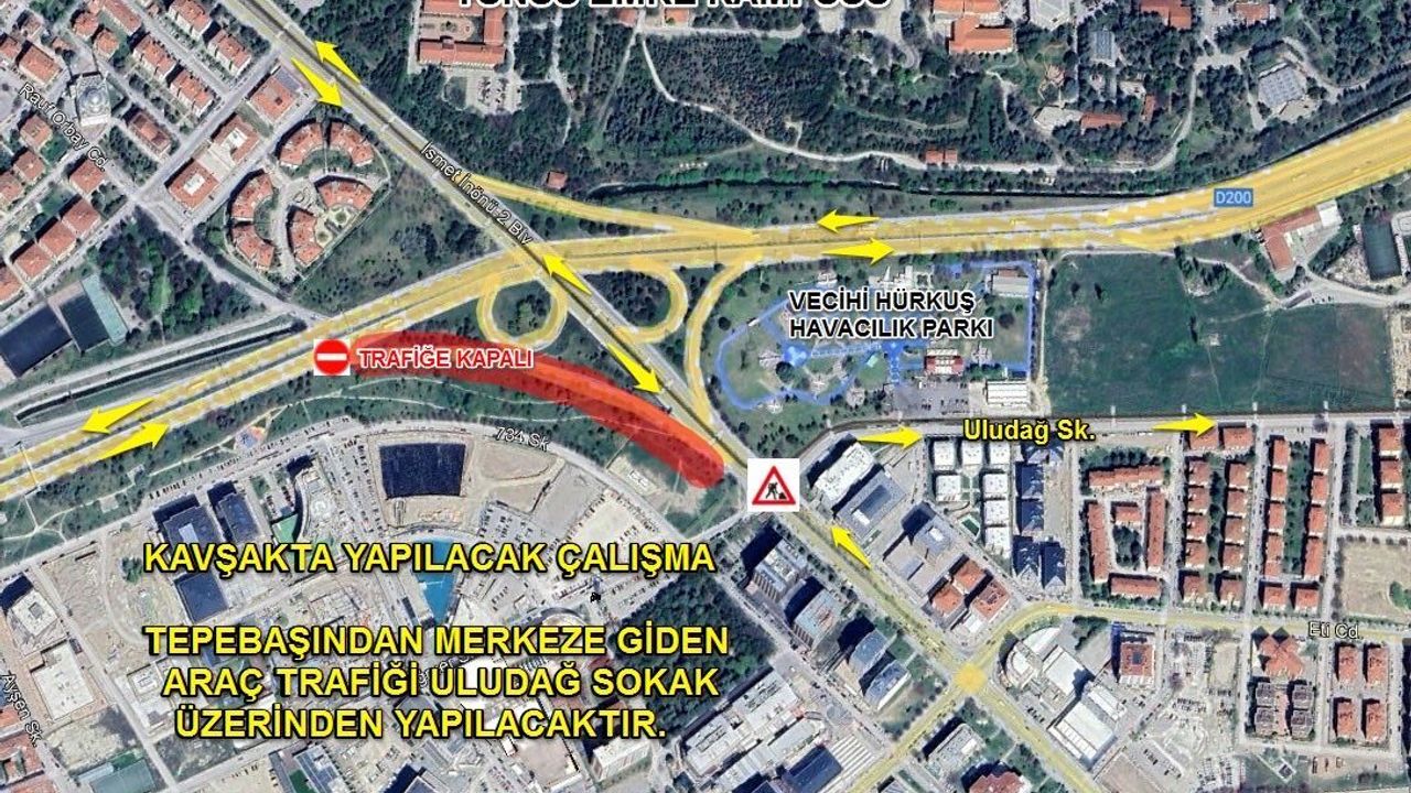 Vecihi Hürkuş Kavşağı Eskişehir’de Trafiğe Kapatılıyor