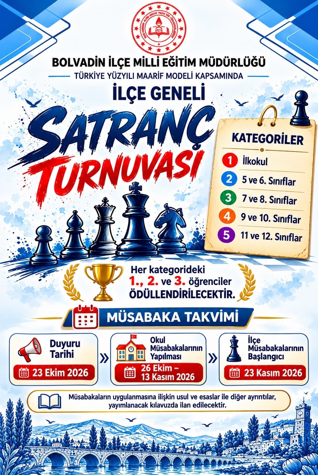 Bolvadin’de öğrenciler satranç turnuvasında yarışacak